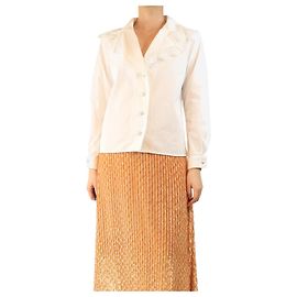 Alessandra Rich Camicia con colletto in pizzo bianco ricamato - taglia UK 10 Bianco