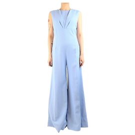 Autre Marque Baby blue sleeveless crepe jumpsuit - size UK 12 Blue