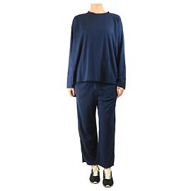 Autre Marque Set top e pantaloni in cotone blu navy - taglia UK 10 Blu navy