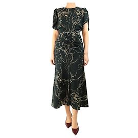 Victoria Beckham Robe midi à taille cintrée en pin foncé - taille UK 10 Vert