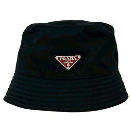 Prada Nylon Bucket Hat Black Red