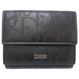 Christian Dior Dior Oblique Galaxy Men's Tri-fold Wallet Black