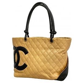 Borsa tote in pelle di agnello Chanel Cambon Nero Beige
