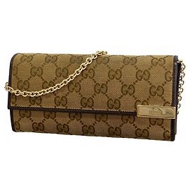 Gucci Langer Geldbeutel aus GG-Canvas Braun Beige