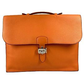 Hermès Hermes Taurillon Clemence Leather Briefcase Orange