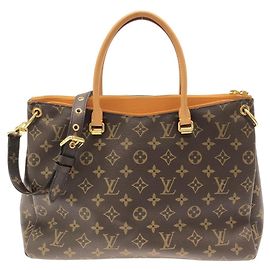 Bolsa de mão Monogram Pallas M40929 da Louis Vuitton Marrom Dourado