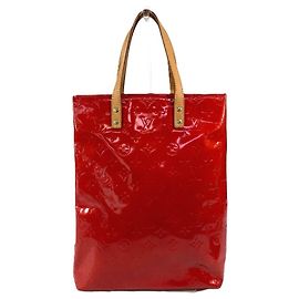 Louis Vuitton Monogram Vernis Lead MM Vertical Tote Bag Red