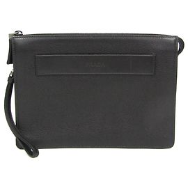 Prada 2VF001 Men's Leather Clutch Bag in Black Black