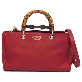 Damentasche aus Leder Gucci Bamboo Shopper Medium 323660 Rot