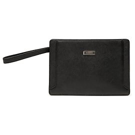Schwarze Leder-Clutch von Burberry Schwarz