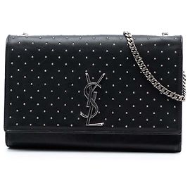 Crossbody Kate Monogram em couro preto médio com studs Saint Laurent Preto