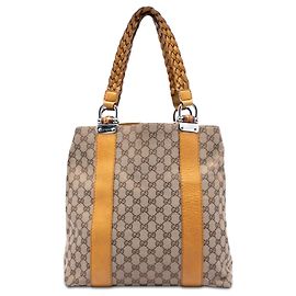 Gucci Beige Große GG Canvas Bamboo Libeccio Tote Beige