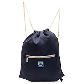 Prada Blue Tessuto Drawstring Backpack Blue Dark blue