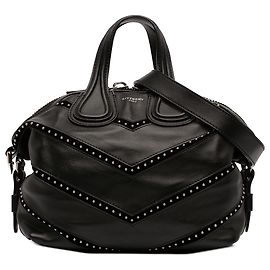 Bolsa Nightingale pequena em couro preto com studs, da Givenchy Preto