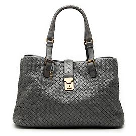 Bottega Veneta Sac Roma Medium Nappa Intrecciato Gris Marron