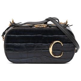 Bolsa Vanity C em couro preto com estampa de crocodilo Chloé Preto