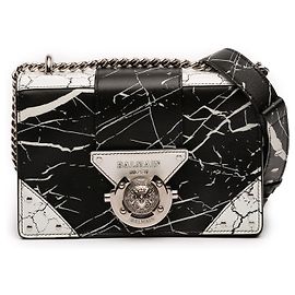 Caixa de anel de couro impresso preto Balmain 20 Crossbody Preto
