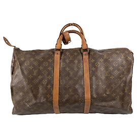 Sac de voyage Louis Vuitton Monogram Keepall 55 Marron
