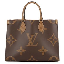 Borsa Tote OnTheGo MM Monogramma Reverse Gigante Louis Vuitton Marrone