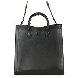 Bolso Tote Grande Gucci Diana de Bambú Negro