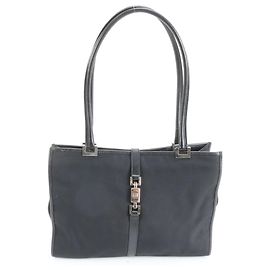 Borsa a spalla e tote in pelle e nylon Gucci Jackie 002 1073 Nero