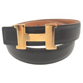 Hermès Constance H-Buckle Gürtel Braun Schwarz