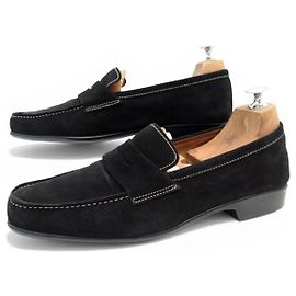 JM WESTON 625 BLACK SUEDE SUMMER LOAFERS 7.5E 41.5 42 Black