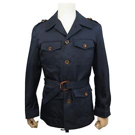 NEUF VESTE LOUIS VUITTON SAHARIENNE BLOUSON 48 M EN SOIE BLEU JACKET COAT Bleu