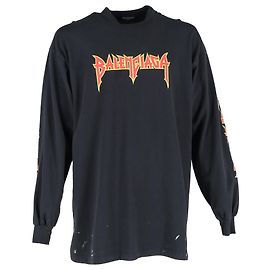 Camiseta oversized com logo tipográfico Balenciaga em algodão preto Preto