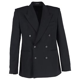 Balenciaga Double-Breasted Blazer in Black Wool Black
