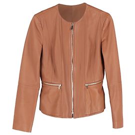 Hugo Boss Zip-Up Jacket wit Pockets in Brown Lamb Leather Brown Red