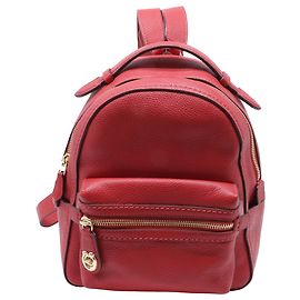 Coach Pebbled Charlie Backpack in Red Leather Red Dark red