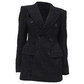 Blazer Hourglass de Tweed Balenciaga en Algodón Negro Negro