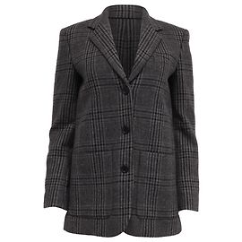 Theory Elbow-Patch Plaid Blazer in Grey Wool Grey