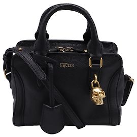 Borsa Tote Mini Skull Padlock di Alexander McQueen in pelle nera Nero