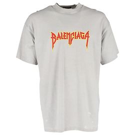 Camiseta oversized vintage em metal Balenciaga em algodão cinza Cinza