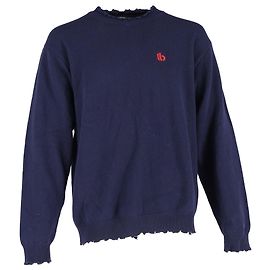 Navyblauer Wollpullover mit Balenciaga-Logo-Stickerei Blau Marineblau