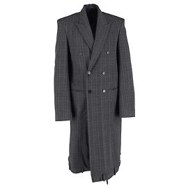 Balenciaga Deconstructed Check Coat in Grey Wool Grey
