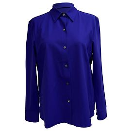 Theory Button Down Shirt in Blue Wool Blue