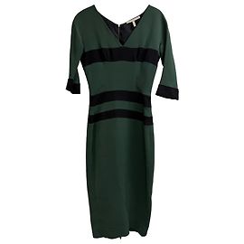 Abito bicolore Victoria Beckham in seta verde Verde