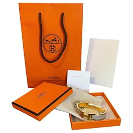 Hermès Clic H Armband - Neu mit Etikett - Gold & Glasiertes Braun Emaille (Beige/Taupe) Beige