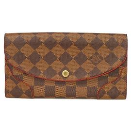 Louis Vuitton Langer Geldbeutel aus Damier-Canvas Braun Rot Fuschia Damier ebene