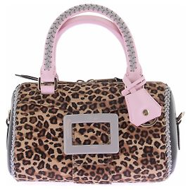 Borsa Roger Vivier Leopardata e Rosa in Pelle Marrone