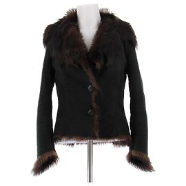 Sprung Frères Schwarzer Pelzmantel Schwarz