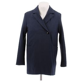 Ganni Navy Blue Cotton Blazer Navy blue