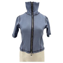 Autre Marque Top blu con zip e colletto alto DHRUV KAPOOR Blu