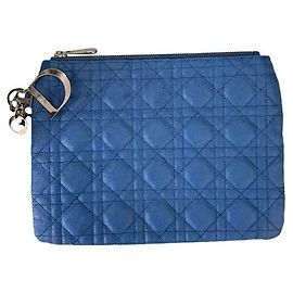 Clutch Dior Azul em Tecido Cannage Azul