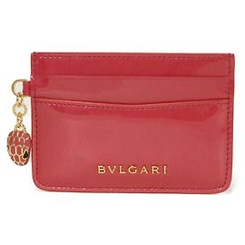 Bulgari Bvlgari Serpenti Forever Pink Patent Leather Card Case Pink