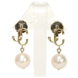 Brincos JC Pearl Swing da Jimmy Choo Branco Dourado