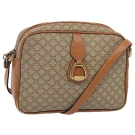 Céline Borsa a Spalla Macadam Vintage Celine in Tela e Pelle Beige